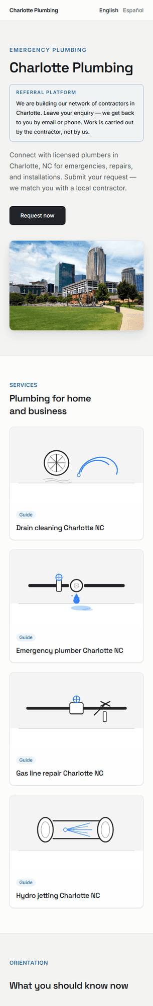 Mobile screenshot of a live US plumbing website we build and operate